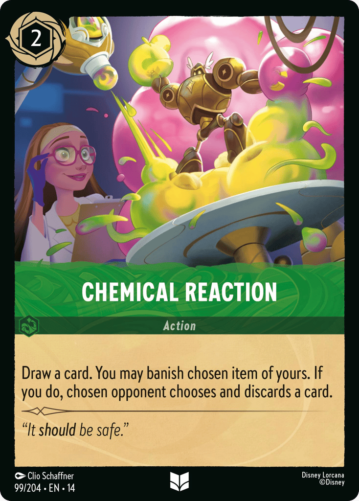 Chemical Reaction 099/204 – Disney Lorcana Hyperia City – Non-Foil card artwork