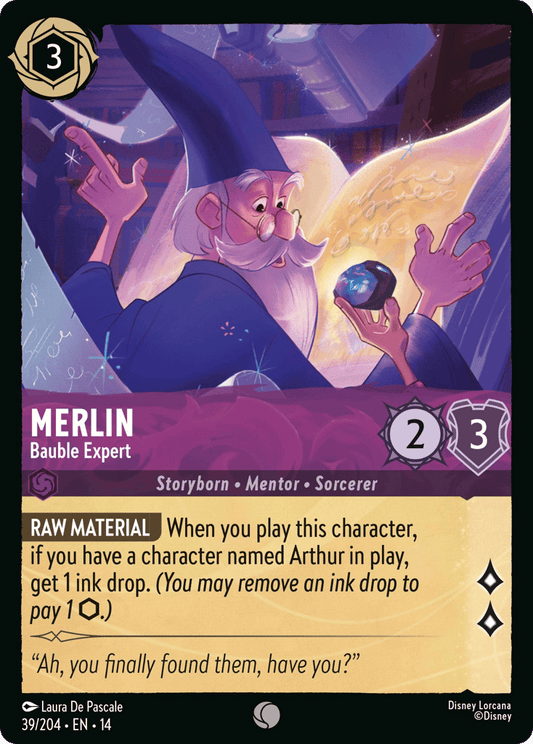 Merlin - Bauble Expert 039/204 – Disney Lorcana Hyperia City – Non-Foil card artwork