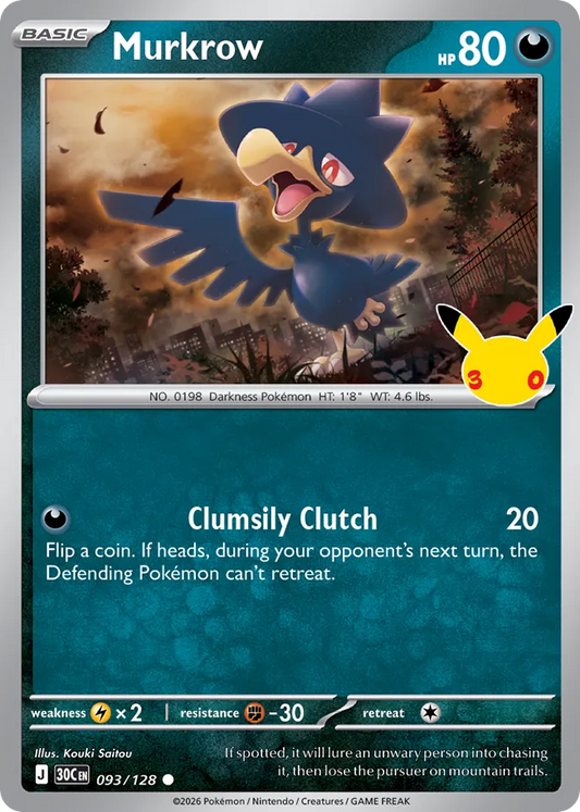 Murkrow 093/128 — Pokémon TCG 30th Celebration card front