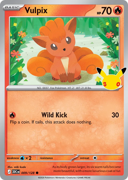 Vulpix 009/128 — Pokémon TCG 30th Celebration card front