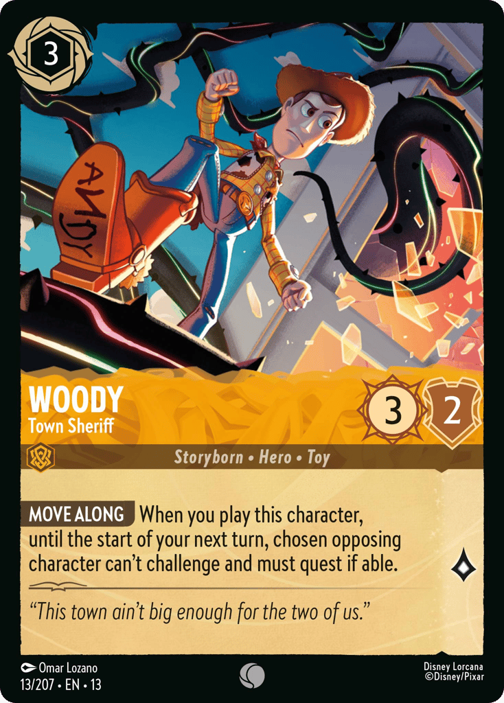 Woody - Town Sheriff 013/207 — Disney Lorcana Attack of the Vine! English non-foil card front