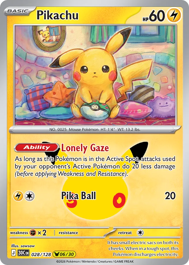 Pikachu (06/30) 028/128 — Pokémon TCG 30th Celebration card front