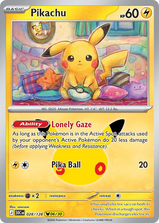Pikachu (06/30) 028/128 — Pokémon TCG 30th Celebration card front