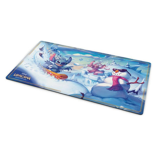 Disney Lorcana Hyperia City Stitch and Angel playmat