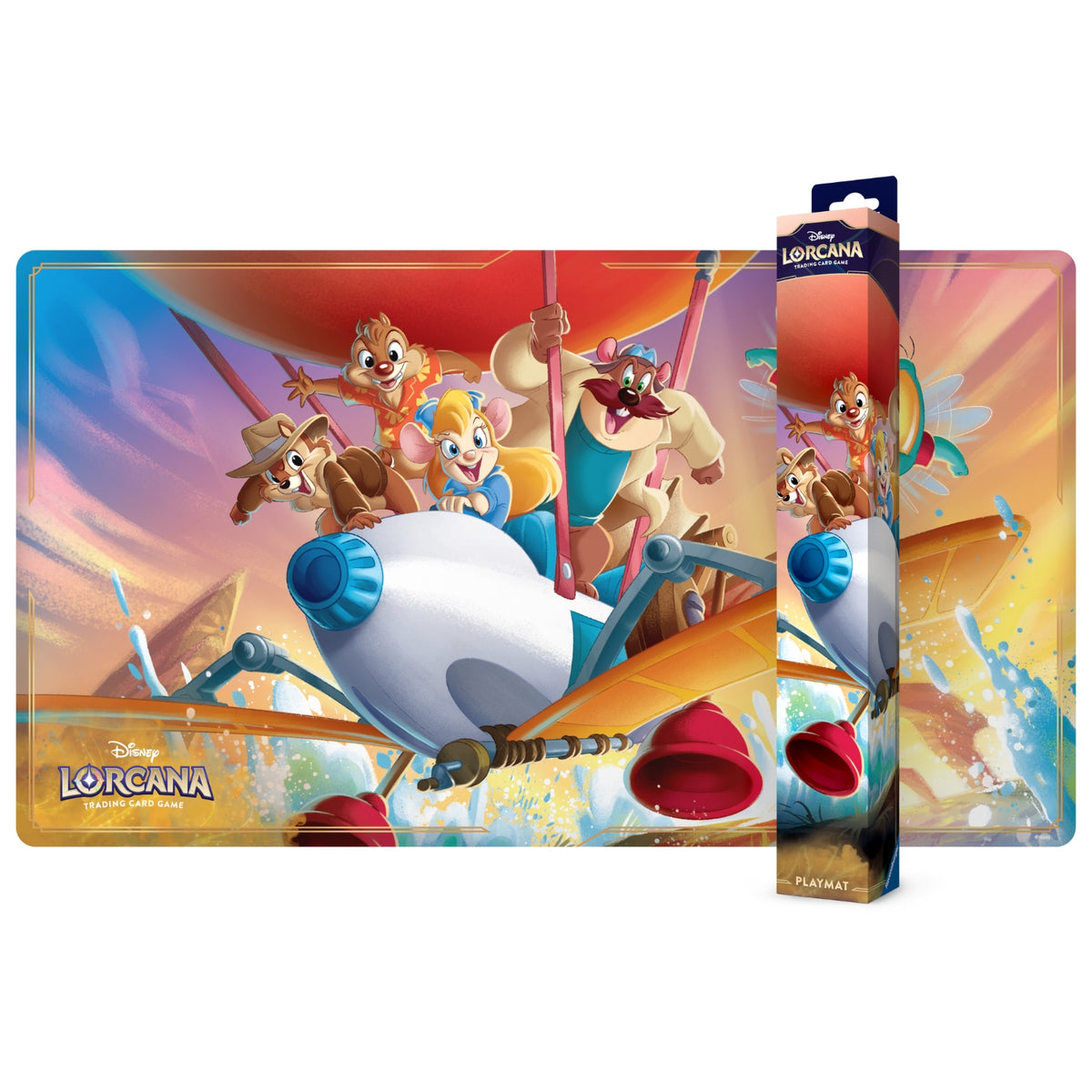 Disney Lorcana Rescue Rangers official Reign of Jafar playmat with Chip, Dale and friends