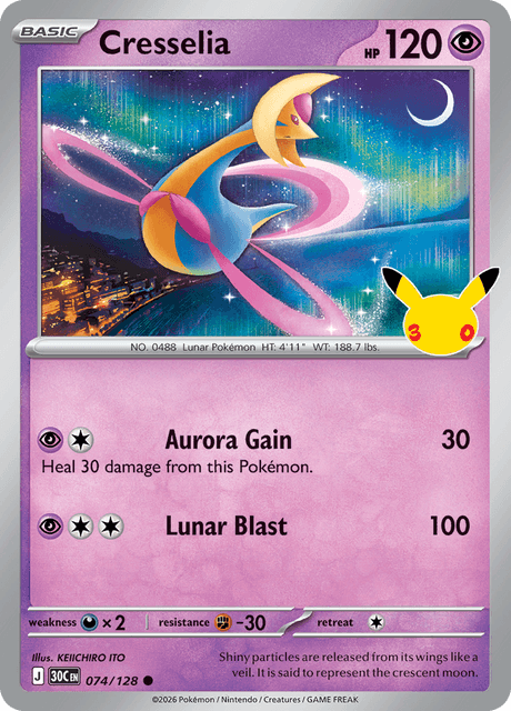 Cresselia 074/128 – Pokémon 30th Celebration card artwork