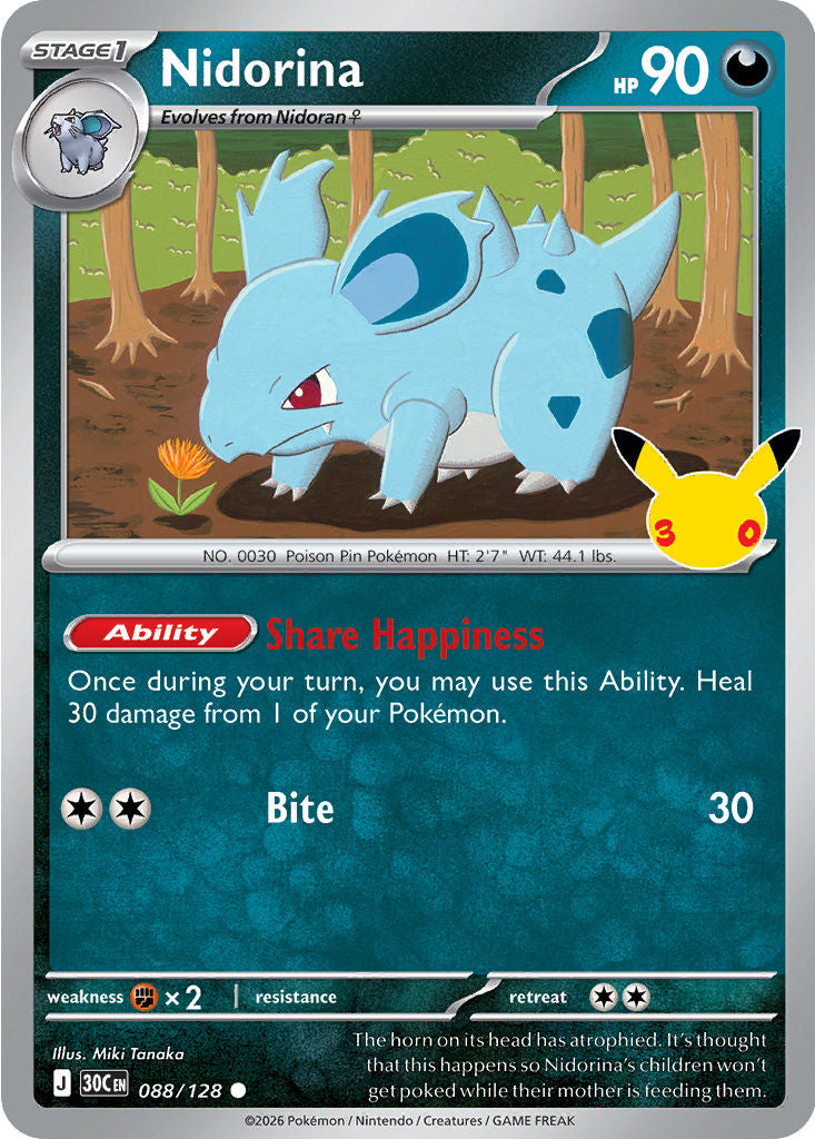 Nidorina 088/128 – Pokémon 30th Celebration card artwork