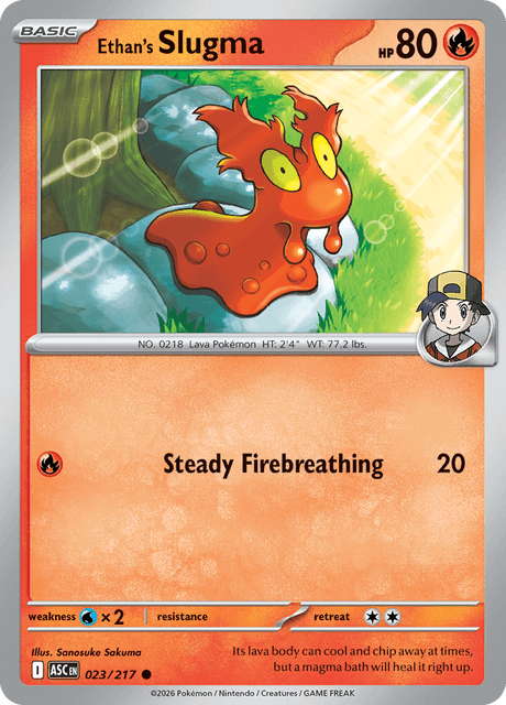 Ethan's Slugma 023/217 – Pokémon Ascended Heroes card artwork