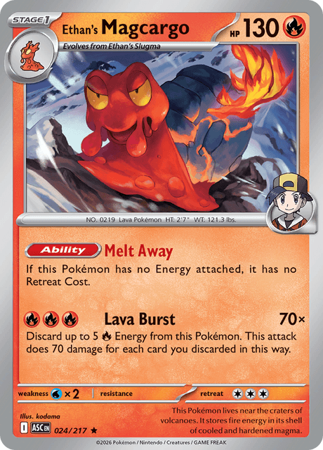 Ethan's Magcargo 024/217 – Pokémon Ascended Heroes card artwork