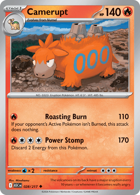 Camerupt 028/217 – Pokémon Ascended Heroes card artwork