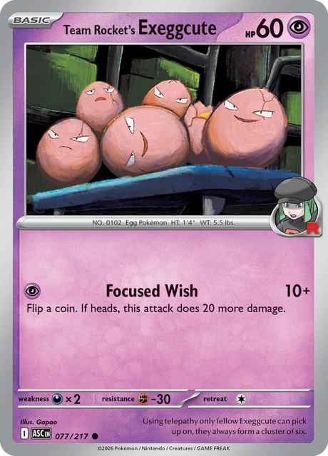 Team Rocket's Exeggcute 077/217 – Pokémon Ascended Heroes card artwork
