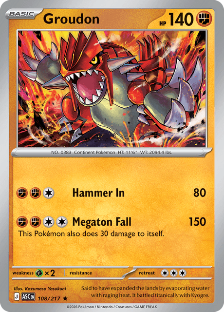 Groudon 108/217 – Pokémon Ascended Heroes card artwork