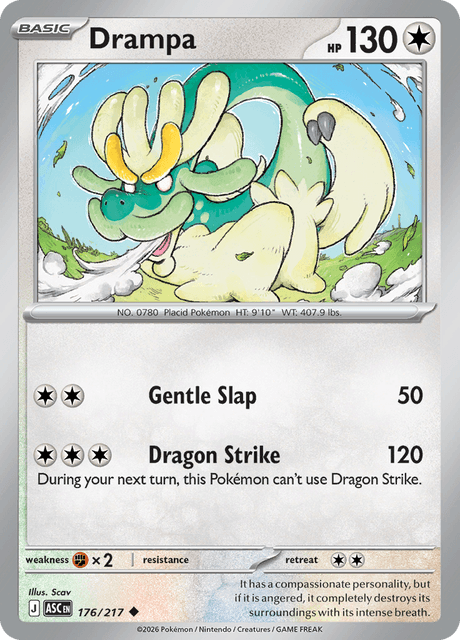 Drampa 176/217 – Pokémon Ascended Heroes card artwork