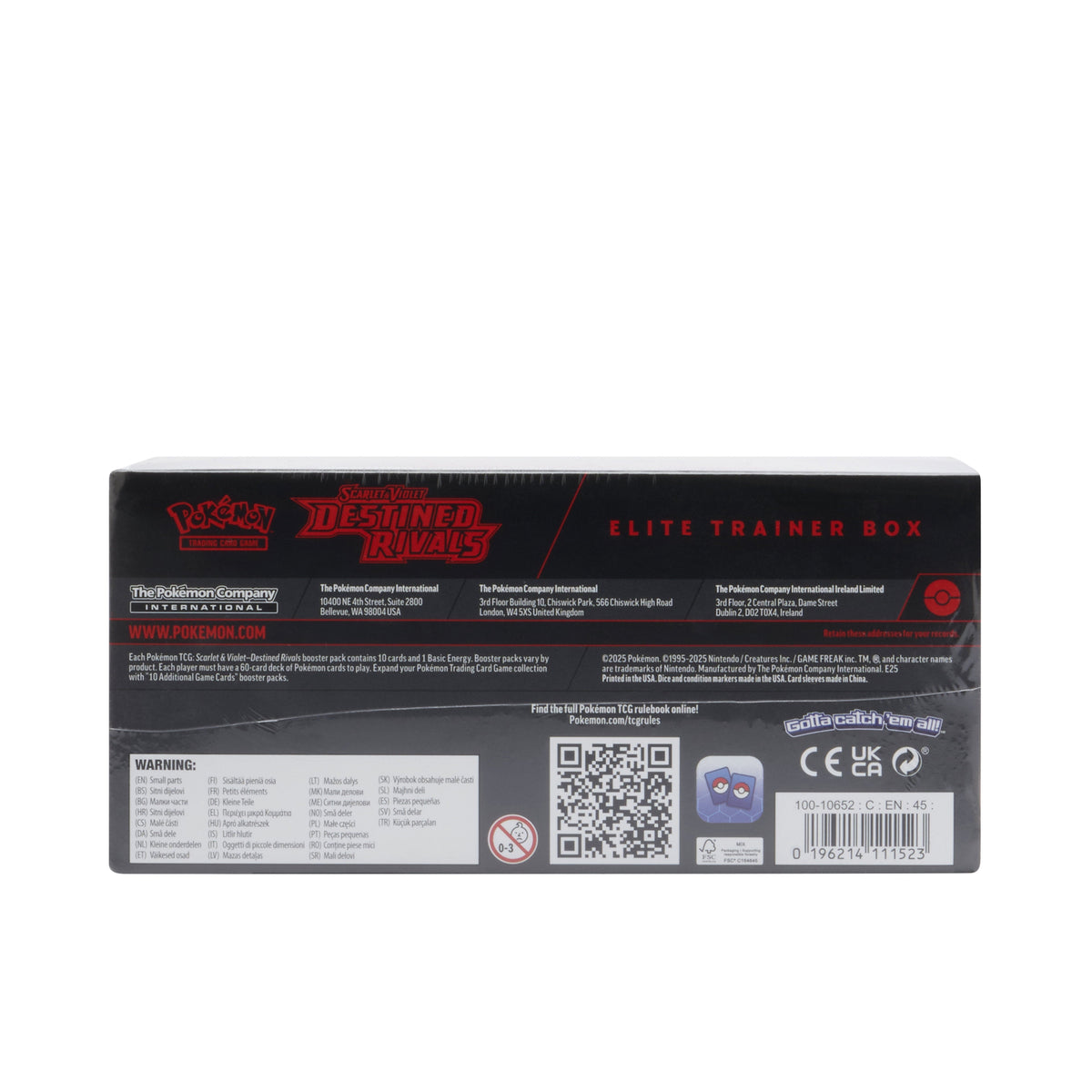 Pokémon Destined Rivals Elite Trainer Box — reverse packaging on white background