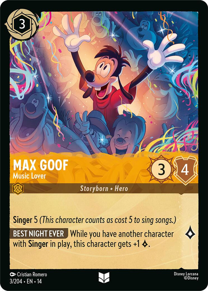 Max Goof - Music Lover 003/204 Disney Lorcana Hyperia City Non-Foil artwork
