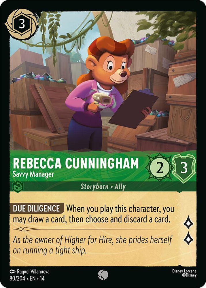 Rebecca Cunningham - Savvy Manager 080/204 Disney Lorcana Hyperia City Non-Foil reference artwork