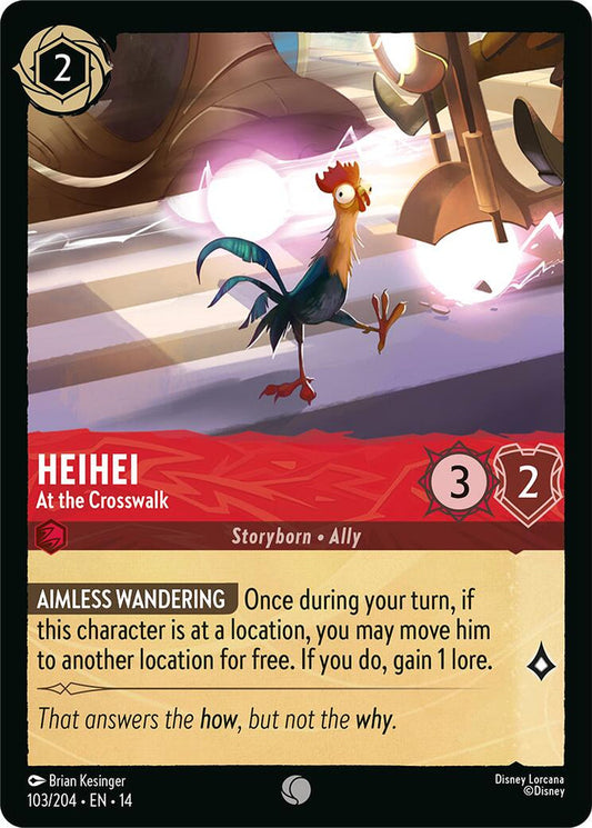 Heihei - At the Crosswalk 103/204 Disney Lorcana Hyperia City Foil reference artwork
