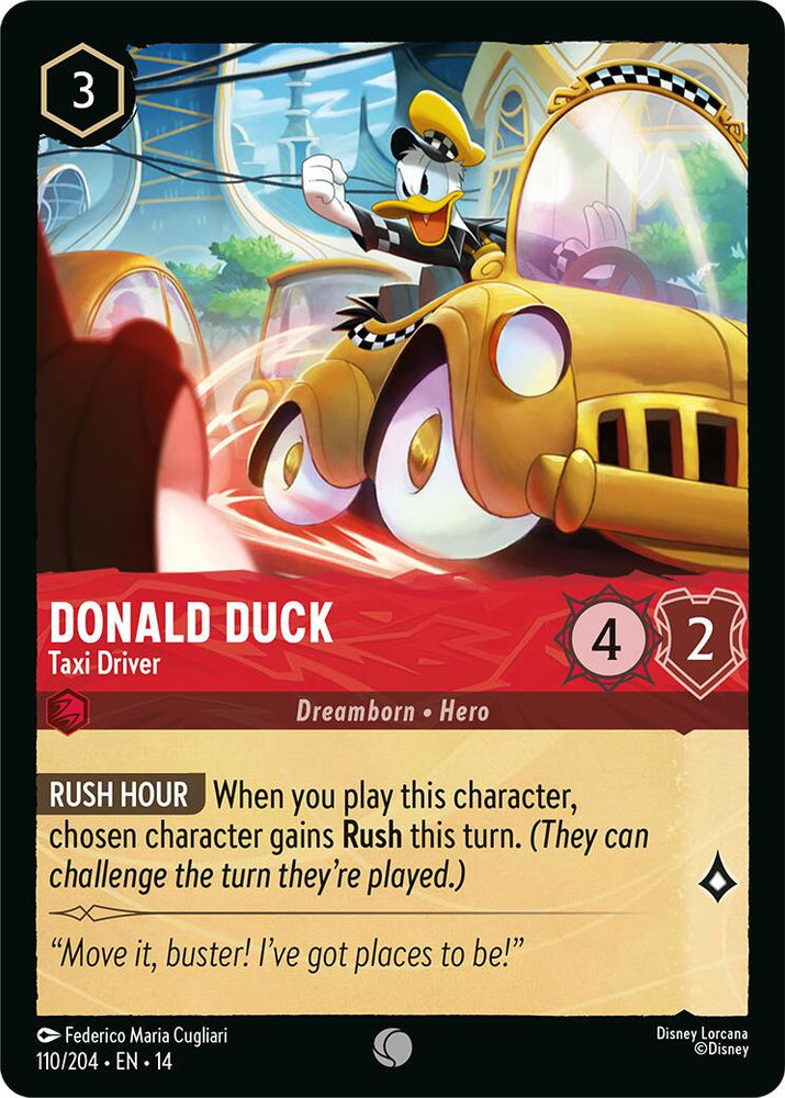 Donald Duck - Taxi Driver 110/204 Disney Lorcana Hyperia City Non-Foil reference artwork