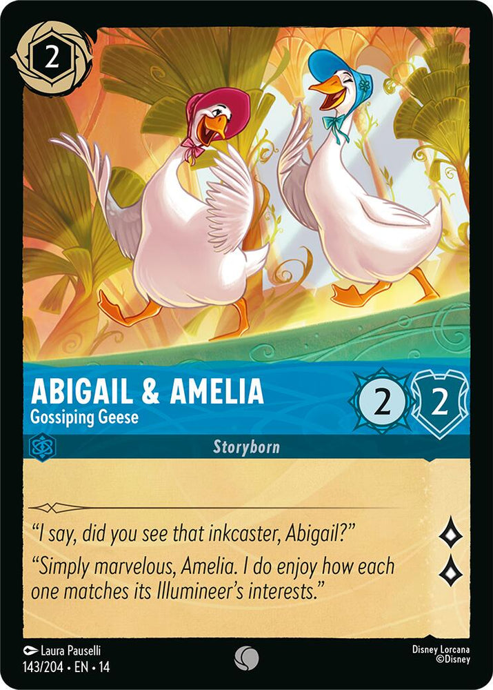 Abigail & Amelia - Gossiping Geese 143/204 Disney Lorcana Hyperia City Non-Foil reference artwork