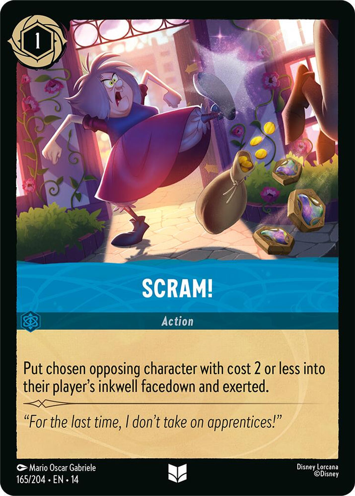 Scram! 165/204 Disney Lorcana Hyperia City Non-Foil reference artwork