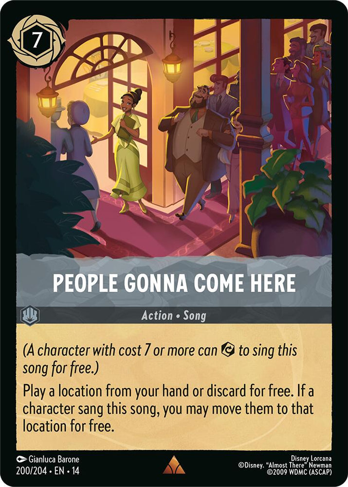People Gonna Come Here 200/204 Disney Lorcana Hyperia City Non-Foil reference artwork