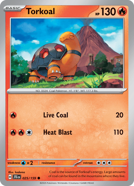 Torkoal 025/159 – Pokémon Journey Together card artwork