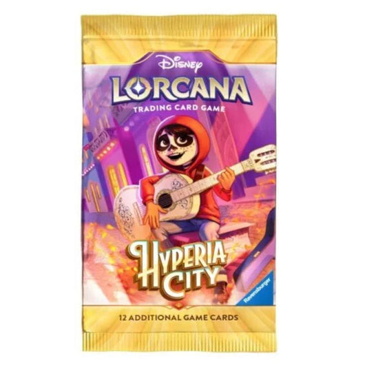 Disney Lorcana Hyperia City English single booster pack – artwork may vary