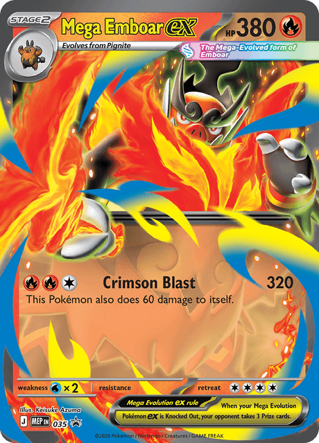 Mega Emboar ex MEP 035 – Pokémon Mega Evolution Black Star Promos card artwork