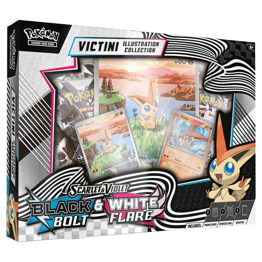 Pokémon TCG WF-VICTINI sealed product packaging, includes Black Bolt and White Flare products