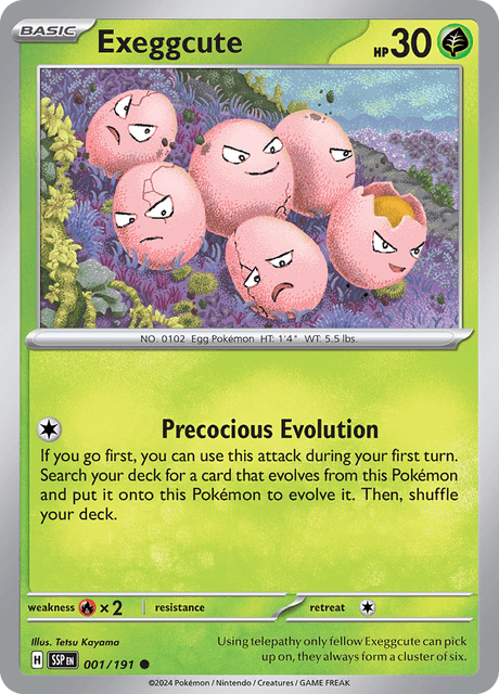 Exeggcute 001/191 – Pokémon Surging Sparks card artwork