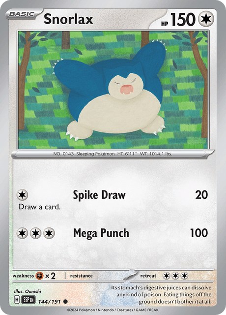 Snorlax 144/191 – Pokémon Surging Sparks card artwork