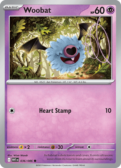 Woobat 036/086 – Pokémon White Flare card artwork