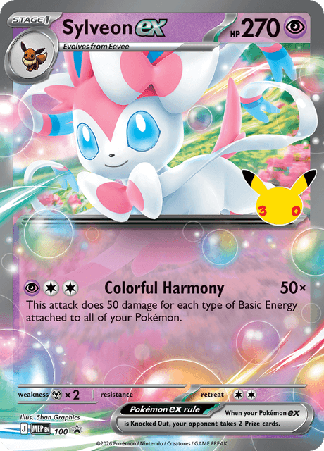 Sylveon ex MEP 100 Mega Evolution Black Star Promo Holo English Pokémon card front