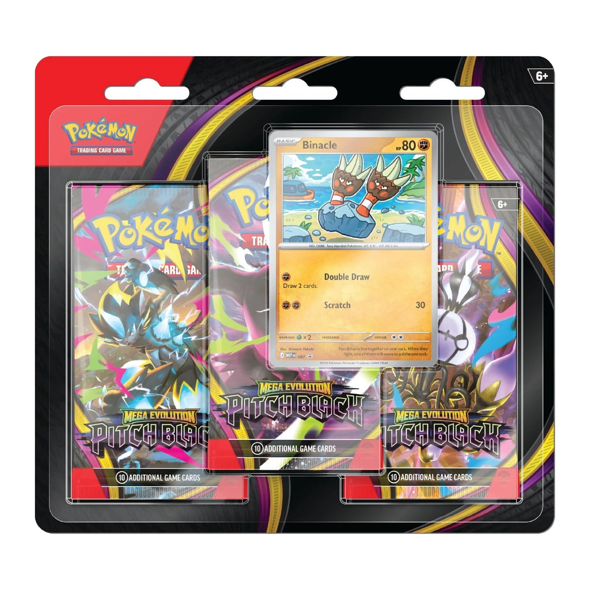 Pokémon TCG: Mega Evolution — Pitch Black — 3-Pack Blister — Binacle sealed product packaging
