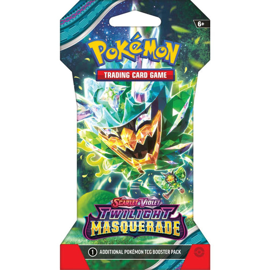 Pokémon TCG Twilight Masquerade single factory-sealed sleeved booster, Ogerpon pictured; artwork assorted at random