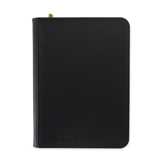 Vault X 9-Pocket Exo-Tec Zip Binder – Signature Black – white background front-facing manufacturer image