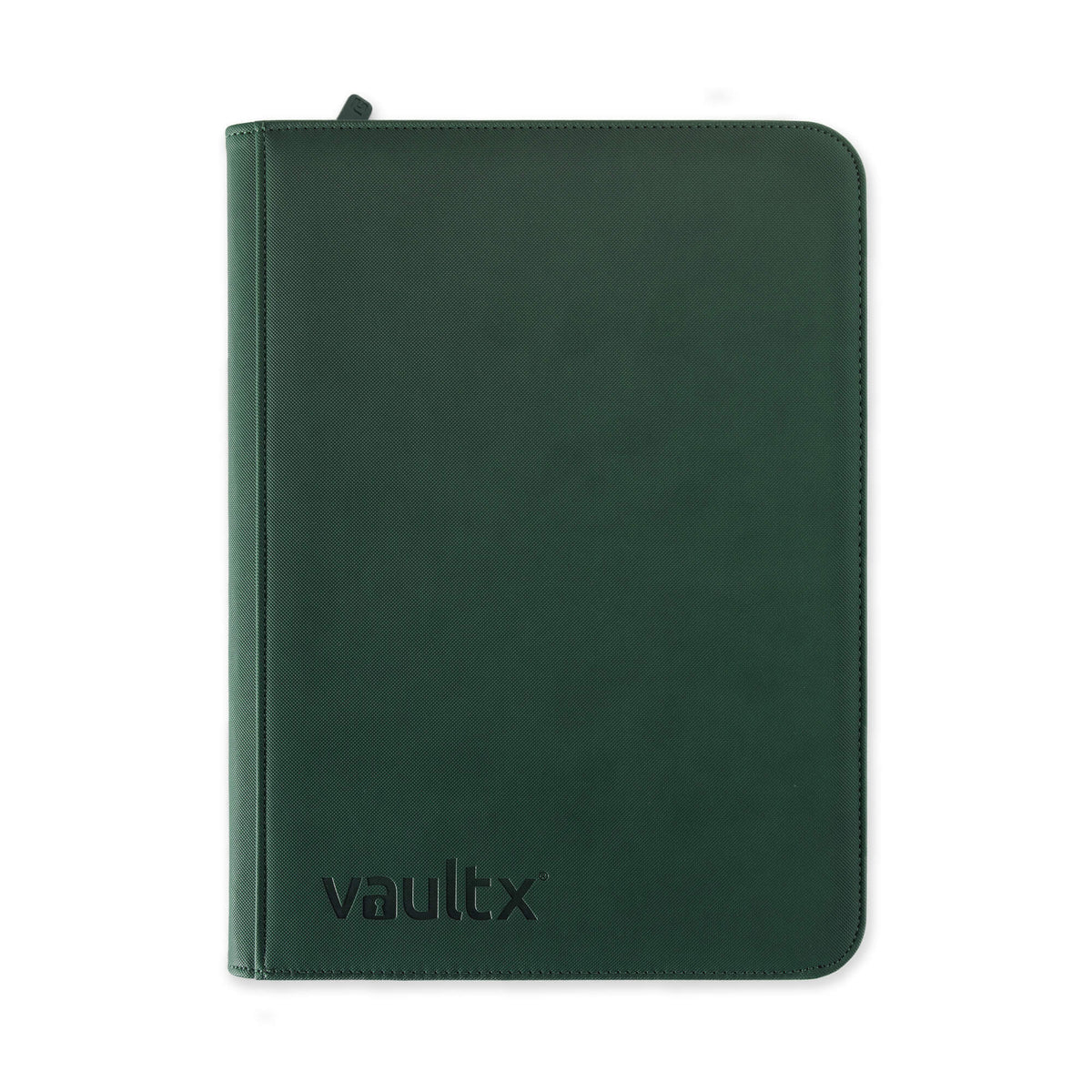 Vault X 9-Pocket Exo-Tec Zip Binder – Forest Green, 360-card binder front view