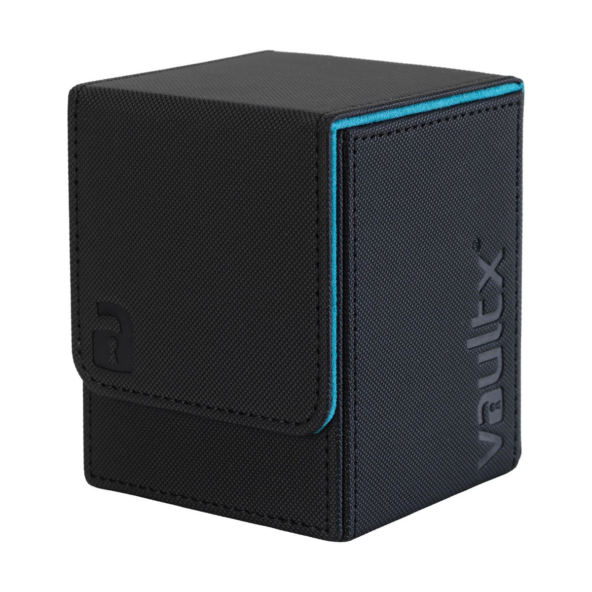 Vault X Exo-Tec 80+ Black and Electric Blue deck box – magnetic toploading closure