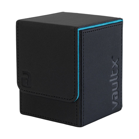 Vault X Exo-Tec 80+ Black and Electric Blue deck box – magnetic toploading closure