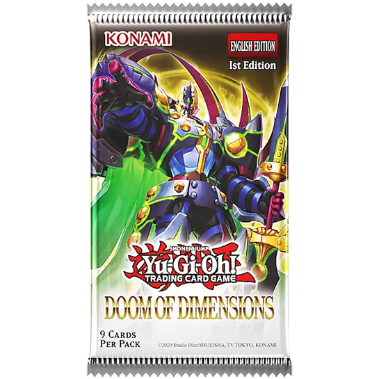 Yu-Gi-Oh! Doom of Dimensions English 1st Edition sealed nine-card booster pack